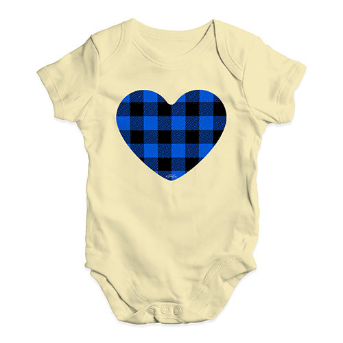 Babygrow Baby Romper Blue Tartan Heart Baby Unisex Baby Grow Bodysuit 18 - 24 Months Lemon
