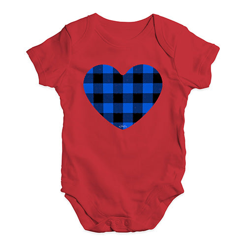Bodysuit Baby Romper Blue Tartan Heart Baby Unisex Baby Grow Bodysuit 12 - 18 Months Red