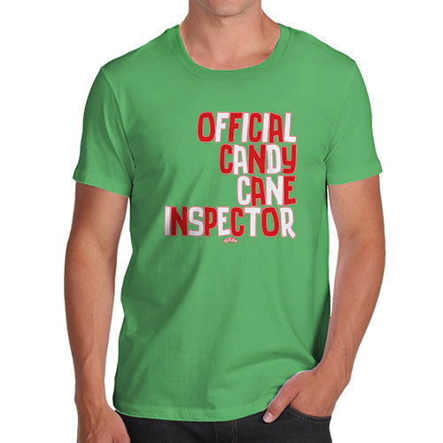 Funny Gifts For Men Candy Cane Inspector Men's T-Shirt Medium Green