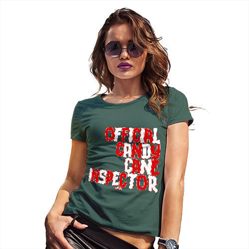 Funny T Shirts For Women Candy Cane Inspector Women's T-Shirt X-Large Bottle Green