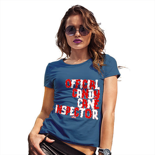 Funny T-Shirts For Women Candy Cane Inspector Women's T-Shirt Small Royal Blue