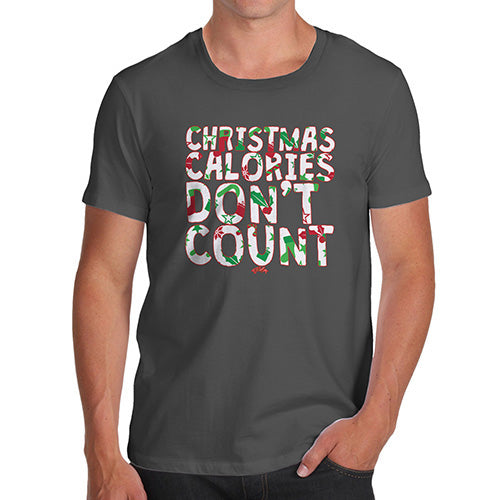 Funny Tee Shirts For Men Christmas Calories Don't Count Men's T-Shirt Large Dark Grey