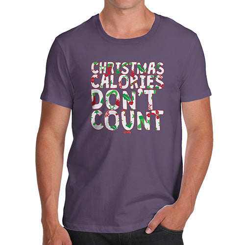 Funny T Shirts For Dad Christmas Calories Don't Count Men's T-Shirt X-Large Plum