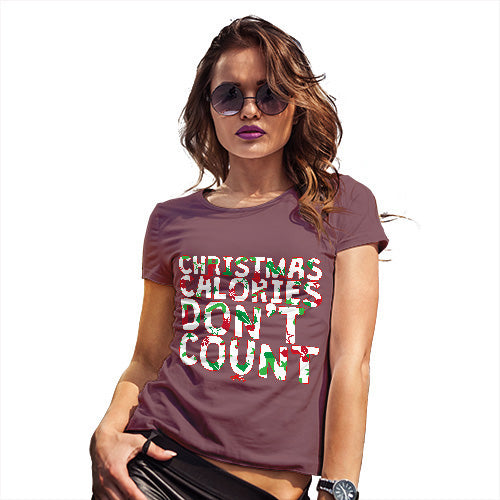 Funny Gifts For Women Christmas Calories Don't Count Women's T-Shirt X-Large Burgundy