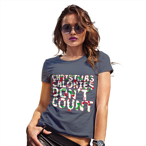 Womens Novelty T Shirt Christmas Calories Don't Count Women's T-Shirt X-Large Navy