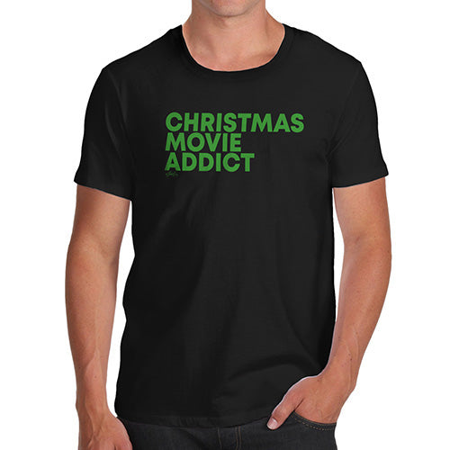 Mens Novelty T Shirt Christmas Christmas Movie Addict Men's T-Shirt Medium Black