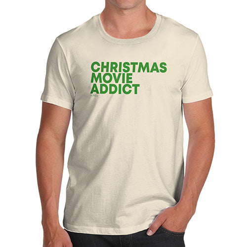Mens T-Shirt Funny Geek Nerd Hilarious Joke Christmas Movie Addict Men's T-Shirt Large Natural