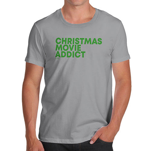 Funny T Shirts For Men Christmas Movie Addict Men's T-Shirt Small Light Grey