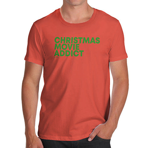 Funny Tshirts For Men Christmas Movie Addict Men's T-Shirt Large Orange