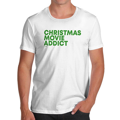 Funny T Shirts For Dad Christmas Movie Addict Men's T-Shirt Medium White