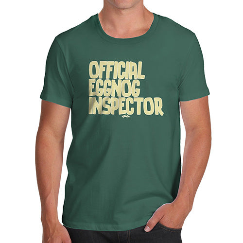 Mens Humor Novelty Graphic Sarcasm Funny T Shirt Eggnog Inspector Men's T-Shirt X-Large Bottle Green