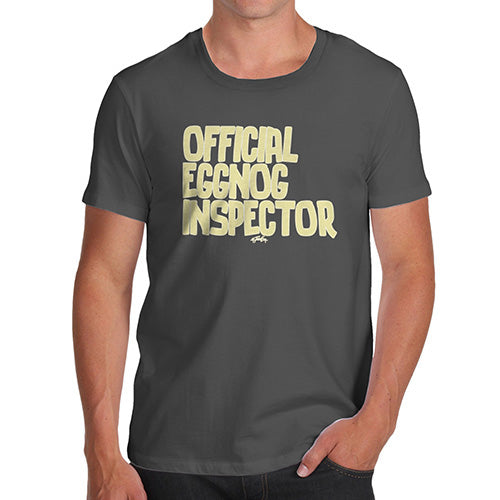 Mens Humor Novelty Graphic Sarcasm Funny T Shirt Eggnog Inspector Men's T-Shirt X-Large Dark Grey