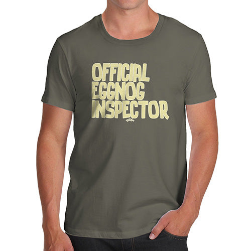 Mens Funny Sarcasm T Shirt Eggnog Inspector Men's T-Shirt X-Large Khaki
