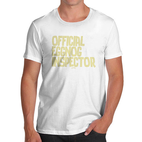 Funny T Shirts For Men Eggnog Inspector Men's T-Shirt X-Large White
