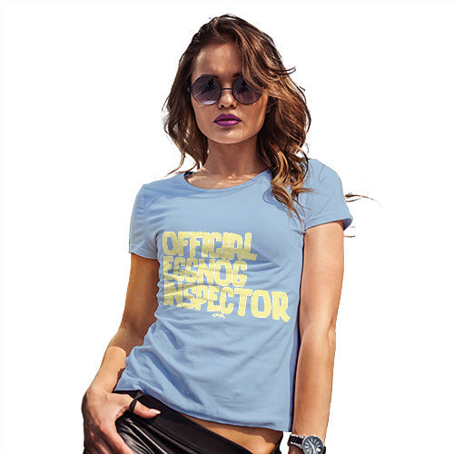 Funny Tee Shirts For Women Eggnog Inspector Women's T-Shirt Large Sky Blue