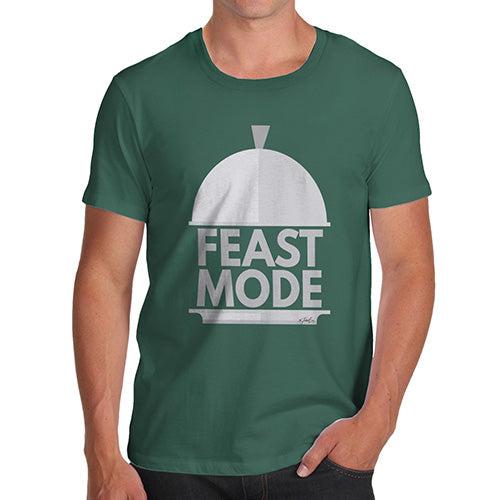 Novelty Tshirts Men Funny Feast Mode Men's T-Shirt Large Bottle Green