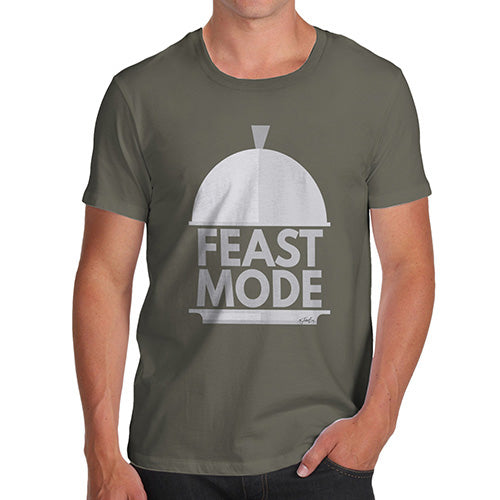 Funny T Shirts For Dad Feast Mode Men's T-Shirt Large Khaki