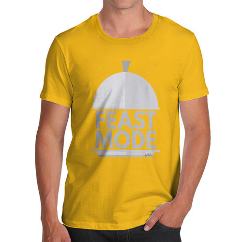 Mens Funny Sarcasm T Shirt Feast Mode Men's T-Shirt Small Yellow