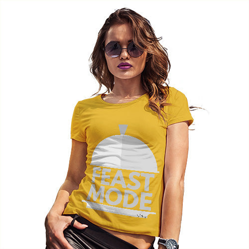 Funny Tee Shirts For Women Feast Mode Women's T-Shirt X-Large Yellow