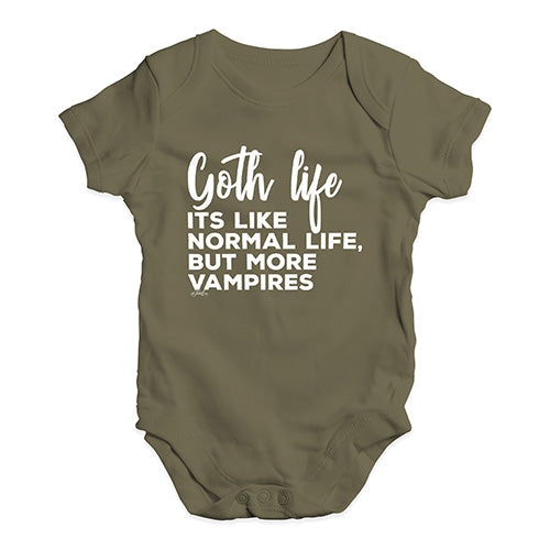 Funny Baby Onesies Goth Life Baby Unisex Baby Grow Bodysuit 18 - 24 Months Khaki