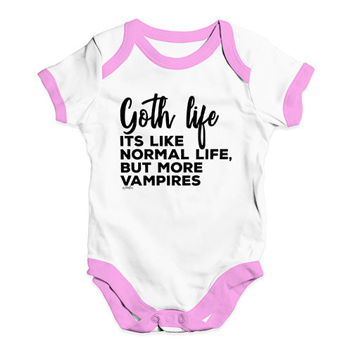 Baby Onesies Goth Life Baby Unisex Baby Grow Bodysuit 12 - 18 Months White Pink Trim