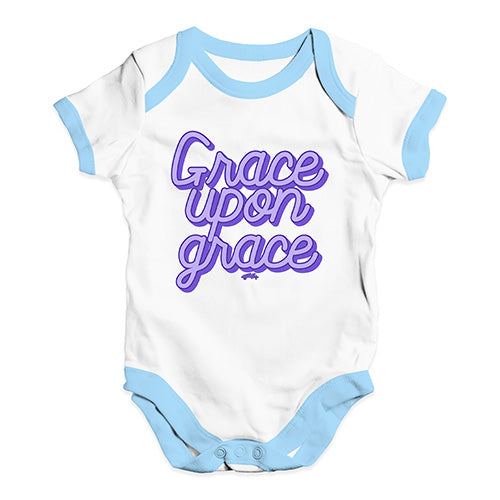Baby Onesies Grace Upon Grace Baby Unisex Baby Grow Bodysuit 3 - 6 Months White Blue Trim