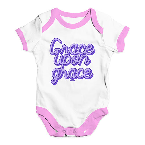 Funny Baby Bodysuits Grace Upon Grace Baby Unisex Baby Grow Bodysuit 12 - 18 Months White Pink Trim