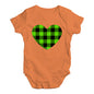 Babygrow Baby Romper Green Tartan Heart Baby Unisex Baby Grow Bodysuit New Born Orange