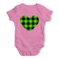 Funny Baby Bodysuits Green Tartan Heart Baby Unisex Baby Grow Bodysuit New Born Pink