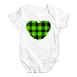 Funny Infant Baby Bodysuit Onesies Green Tartan Heart Baby Unisex Baby Grow Bodysuit New Born White