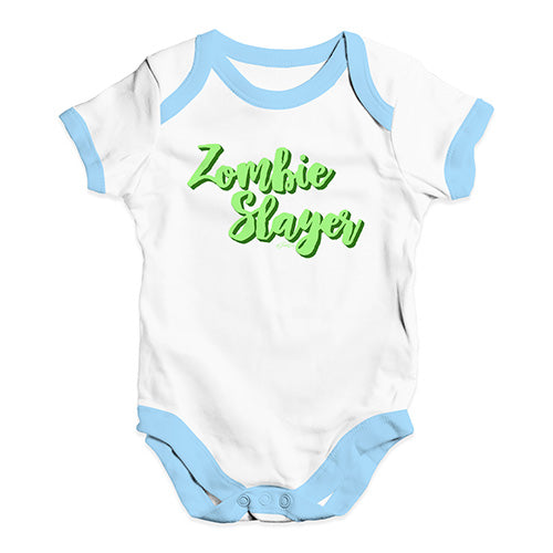 Baby Onesies Zombie Slayer Baby Unisex Baby Grow Bodysuit 3 - 6 Months White Blue Trim