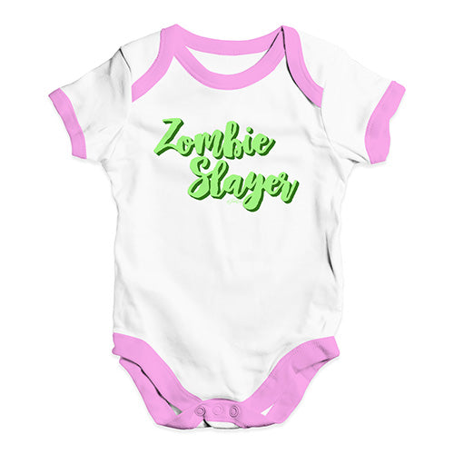 Funny Baby Bodysuits Zombie Slayer Baby Unisex Baby Grow Bodysuit 18 - 24 Months White Pink Trim