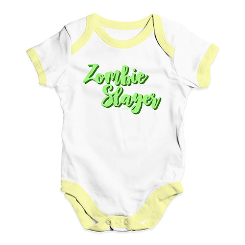 Cute Infant Bodysuit Zombie Slayer Baby Unisex Baby Grow Bodysuit 3 - 6 Months White Yellow Trim