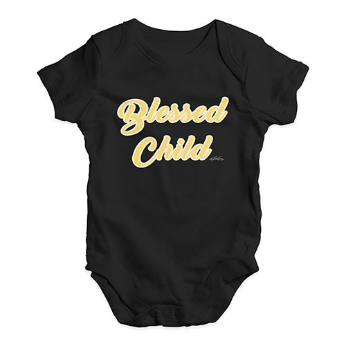 Baby Grow Baby Romper Blessed Child Baby Unisex Baby Grow Bodysuit 0-3 Months Black
