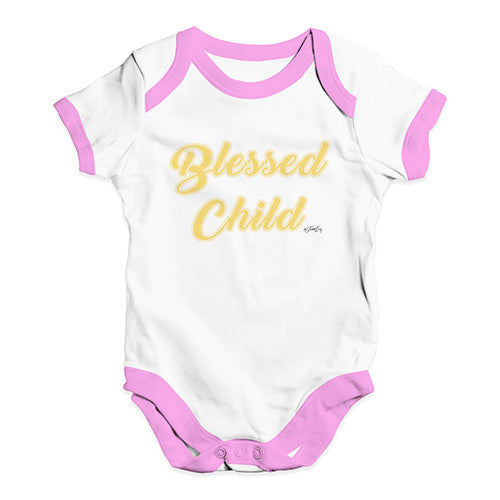 Baby Boy Clothes Blessed Child Baby Unisex Baby Grow Bodysuit 0-3 Months White Pink Trim