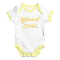 Baby Grow Baby Romper Blessed Child Baby Unisex Baby Grow Bodysuit Newborn White Yellow Trim