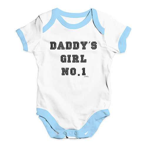 Funny Baby Bodysuits Daddy's Girl No1 Baby Unisex Baby Grow Bodysuit 12-18 Months White Blue Trim