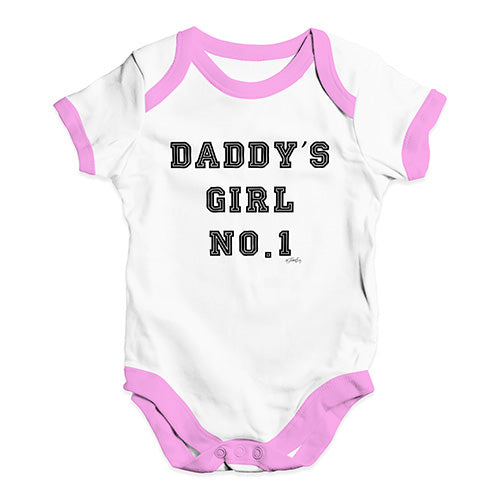 Baby Girl Clothes Daddy's Girl No1 Baby Unisex Baby Grow Bodysuit 18-24 Months White Pink Trim