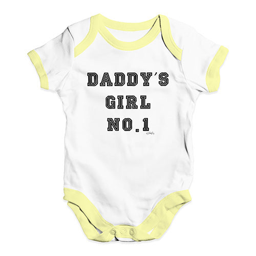 Baby Boy Clothes Daddy's Girl No1 Baby Unisex Baby Grow Bodysuit Newborn White Yellow Trim