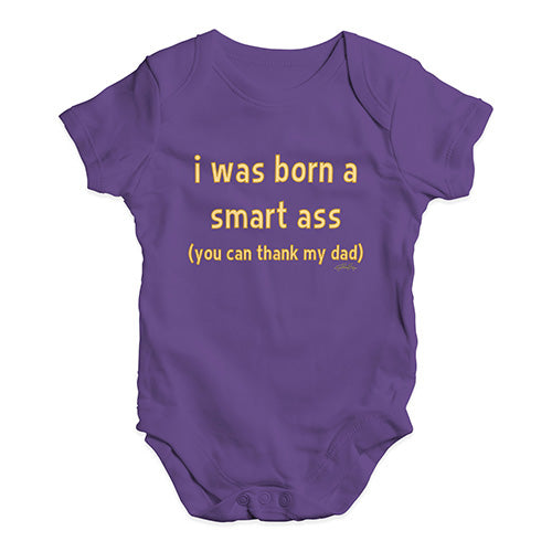 Cute Infant Bodysuit I Was Born A Smart Ass Dad Baby Unisex Baby Grow Bodysuit 0-3 Months Plum