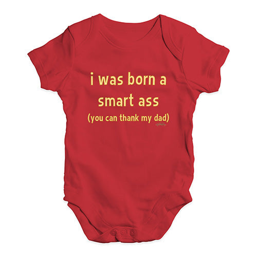 Baby Boy Clothes I Was Born A Smart Ass Dad Baby Unisex Baby Grow Bodysuit 6-12 Months Red