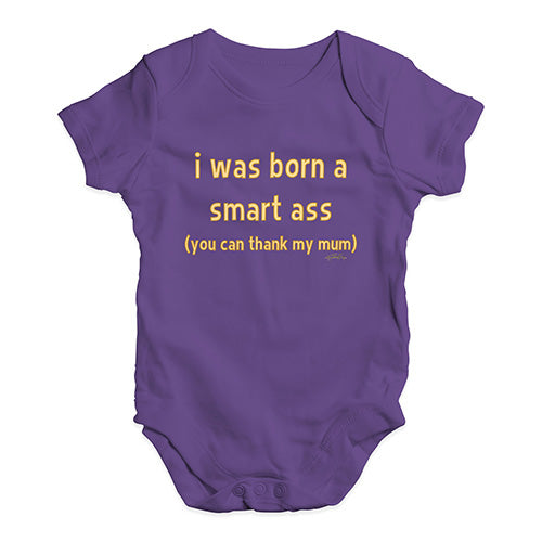 Baby Girl Clothes I Was Born A Smart Ass Mum Baby Unisex Baby Grow Bodysuit 0-3 Months Plum