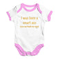 Baby Grow Baby Romper I Was Born A Smart Ass Mum Baby Unisex Baby Grow Bodysuit 18-24 Months White Pink Trim