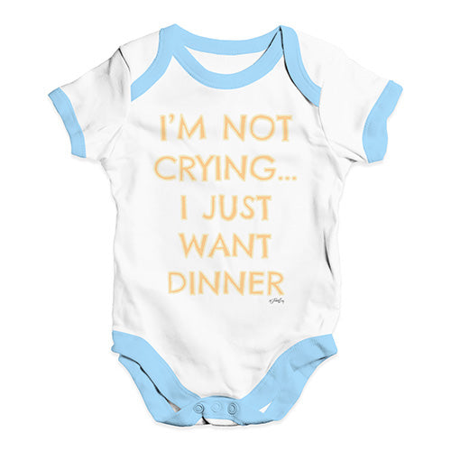 Funny Baby Clothes I'm Not Crying I Just Want Dinner  Baby Unisex Baby Grow Bodysuit 12-18 Months White Blue Trim