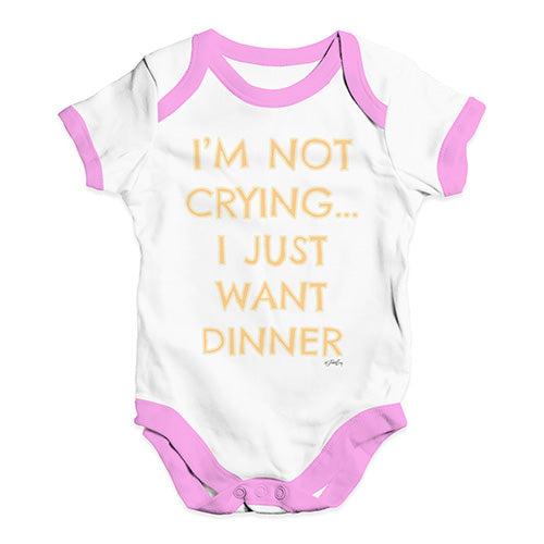Bodysuit Baby Romper I'm Not Crying I Just Want Dinner  Baby Unisex Baby Grow Bodysuit 0-3 Months White Pink Trim