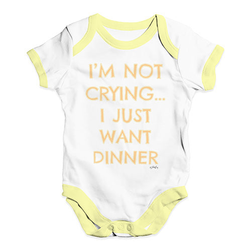 Baby Grow Baby Romper I'm Not Crying I Just Want Dinner  Baby Unisex Baby Grow Bodysuit 18-24 Months White Yellow Trim