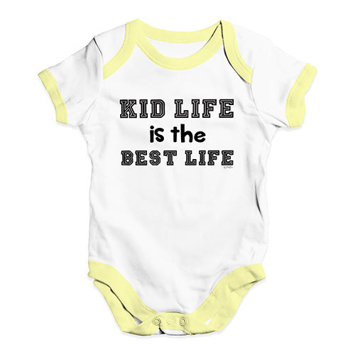 Funny Baby Onesies Kid Life Is The Best Life Baby Unisex Baby Grow Bodysuit 0-3 Months White Yellow Trim