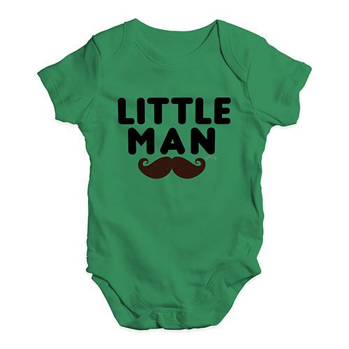 Baby Grow Baby Romper Little Man Moustache Baby Unisex Baby Grow Bodysuit 0-3 Months Green