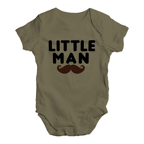 Funny Baby Bodysuits Little Man Moustache Baby Unisex Baby Grow Bodysuit 3-6 Months Khaki