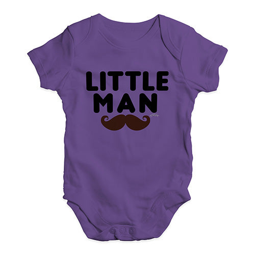 Funny Baby Clothes Little Man Moustache Baby Unisex Baby Grow Bodysuit 3-6 Months Plum